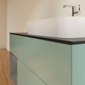 Тумба под раковину Villeroy & Boch Finion 120х50,1 см с подсветкой МДФ оливковый матовый лак/стекло черное матовое F392GKGM