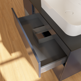 Тумба под раковину Villeroy & Boch Finion 120х50,1 см с подсветкой МДФ темно-синий матовый лак/стекло черное матовое F392GKHG