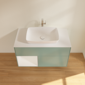 Тумба под раковину Villeroy & Boch Finion 100х50,1 см с подсветкой МДФ оливковый матовый лак/стекло белое матовое F771GFGM