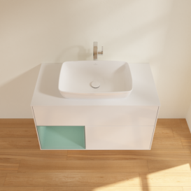 Тумба под раковину Villeroy & Boch Finion 100х50,1 см с подсветкой МДФ глянцевый белый лак/стекло белое матовое F771GMGF