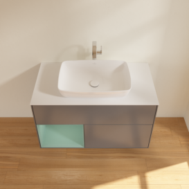 Тумба под раковину Villeroy & Boch Finion 100х50,1 см с подсветкой МДФ антрацит матовый лак/стекло белое матовое F771GMGK