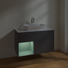 Тумба под раковину Villeroy & Boch Finion 100х50,1 см с подсветкой МДФ антрацит матовый лак/стекло белое матовое F771GMGK