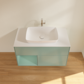 Тумба под раковину Villeroy & Boch Finion 100х50,1 см с подсветкой МДФ оливковый матовый лак/стекло белое матовое F771GMGM