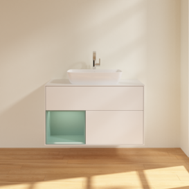 Тумба под раковину Villeroy & Boch Finion 100х50,1 см с подсветкой МДФ белый матовый лак/стекло белое матовое F771GMMT