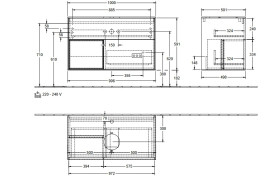 Тумба под раковину Villeroy & Boch Finion 100х50,1 см с подсветкой МДФ темно-синий матовый лак/стекло белое матовое F771GNHG