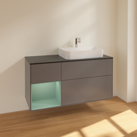 Тумба под раковину Villeroy & Boch Finion 120х50,1 см с подсветкой МДФ антрацит матовый лак/стекло черное матовое F392GMGK