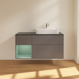 Тумба под раковину Villeroy & Boch Finion 120х50,1 см с подсветкой МДФ антрацит матовый лак/стекло черное матовое F392GMGK