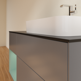 Тумба под раковину Villeroy & Boch Finion 120х50,1 см с подсветкой МДФ антрацит матовый лак/стекло черное матовое F392GMGK