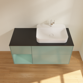 Тумба под раковину Villeroy & Boch Finion 120х50,1 см с подсветкой МДФ оливковый матовый лак/стекло черное матовое F392GMGM