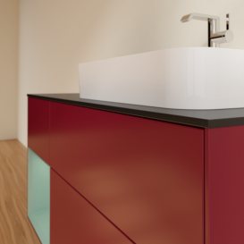 Тумба под раковину Villeroy & Boch Finion 120х50,1 см с подсветкой МДФ пион матовый лак/стекло черное матовое F392GMHB