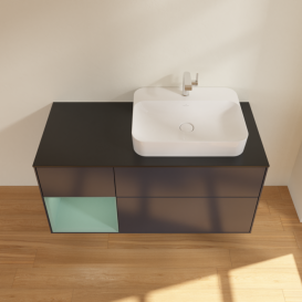 Тумба под раковину Villeroy & Boch Finion 120х50,1 см с подсветкой МДФ темно-синий матовый лак/стекло черное матовое F392GMHG