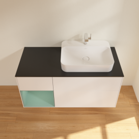 Тумба под раковину Villeroy & Boch Finion 120х50,1 см с подсветкой МДФ белый матовый лак/стекло черное матовое F392GMMT