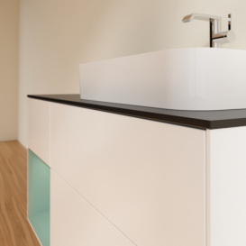 Тумба под раковину Villeroy & Boch Finion 120х50,1 см с подсветкой МДФ белый матовый лак/стекло черное матовое F392GMMT