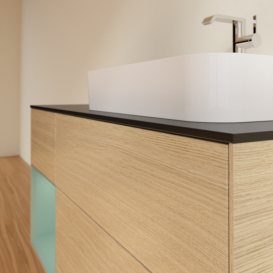 Тумба под раковину Villeroy & Boch Finion 120х50,1 см с подсветкой МДФ шпон дуба/стекло черное матовое F392GMPC