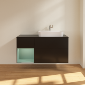 Тумба під раковину Villeroy & Boch Finion 120х50,1 см із підсвічуванням МДФ чорний матовий лак/скло чорне матове F392GMPD