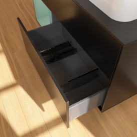 Тумба під раковину Villeroy & Boch Finion 120х50,1 см із підсвічуванням МДФ чорний матовий лак/скло чорне матове F392GMPD