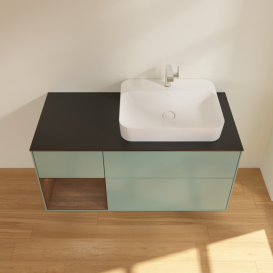 Тумба под раковину Villeroy & Boch Finion 120х50,1 см с подсветкой МДФ оливковый матовый лак/стекло черное матовое F392GNGM