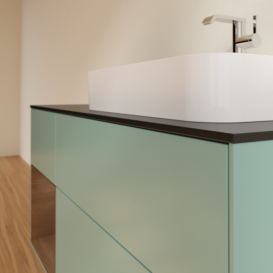 Тумба под раковину Villeroy & Boch Finion 120х50,1 см с подсветкой МДФ оливковый матовый лак/стекло черное матовое F392GNGM