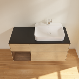Тумба под раковину Villeroy & Boch Finion 120х50,1 см с подсветкой МДФ шпон дуба/стекло черное матовое F392GNPC