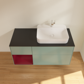 Тумба под раковину Villeroy & Boch Finion 120х50,1 см с подсветкой МДФ оливковый матовый лак/стекло черное матовое F392HBGM