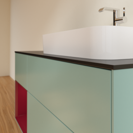 Тумба под раковину Villeroy & Boch Finion 120х50,1 см с подсветкой МДФ оливковый матовый лак/стекло черное матовое F392HBGM