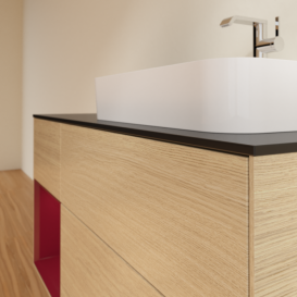 Тумба под раковину Villeroy & Boch Finion 120х50,1 см с подсветкой МДФ шпон дуба/стекло черное матовое F392HBPC