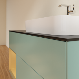 Тумба под раковину Villeroy & Boch Finion 120х50,1 см с подсветкой МДФ оливковый матовый лак/стекло черное матовое F392HFGM