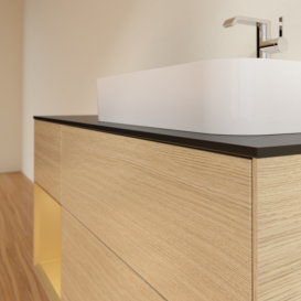 Тумба под раковину Villeroy & Boch Finion 120х50,1 см с подсветкой МДФ шпон дуба/стекло черное матовое F392HFPC