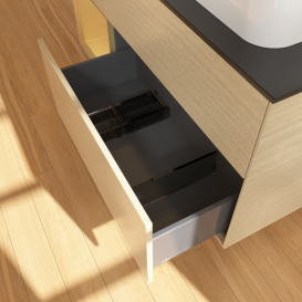 Тумба под раковину Villeroy & Boch Finion 120х50,1 см с подсветкой МДФ шпон дуба/стекло черное матовое F392HFPC