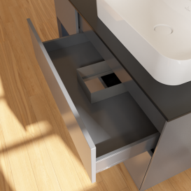 Тумба под раковину Villeroy & Boch Finion 120х50,1 см с подсветкой МДФ антрацит матовый лак/стекло черное матовое F392HGGK