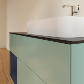 Тумба под раковину Villeroy & Boch Finion 120х50,1 см с подсветкой МДФ оливковый матовый лак/стекло черное матовое F392HGGM