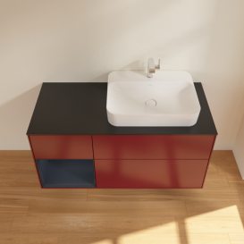 Тумба под раковину Villeroy & Boch Finion 120х50,1 см с подсветкой МДФ пион матовый лак/стекло черное матовое F392HGHB