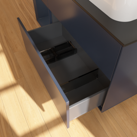 Тумба под раковину Villeroy & Boch Finion 120х50,1 см с подсветкой МДФ темно-синий матовый лак/стекло черное матовое F392HGHG