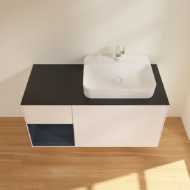 Тумба під раковину Villeroy & Boch Finion 120х50,1 см із підсвічуванням МДФ білий матовий лак/скло чорне матове F392HGMT