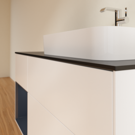 Тумба під раковину Villeroy & Boch Finion 120х50,1 см із підсвічуванням МДФ білий матовий лак/скло чорне матове F392HGMT