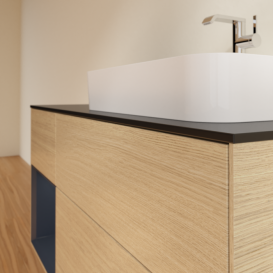 Тумба под раковину Villeroy & Boch Finion 120х50,1 см с подсветкой МДФ шпон дуба/стекло черное матовое F392HGPC