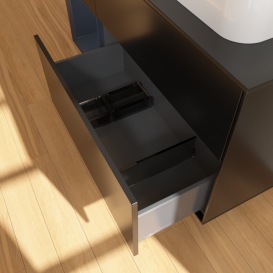 Тумба под раковину Villeroy & Boch Finion 120х50,1 см с подсветкой МДФ черный матовый лак/стекло черное матовое F392HGPD