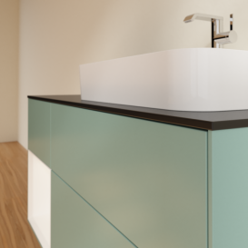 Тумба под раковину Villeroy & Boch Finion 120х50,1 см с подсветкой МДФ оливковый матовый лак/стекло черное матовое F392MTGM