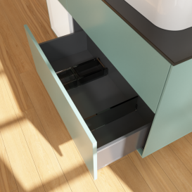 Тумба под раковину Villeroy & Boch Finion 120х50,1 см с подсветкой МДФ оливковый матовый лак/стекло черное матовое F392MTGM