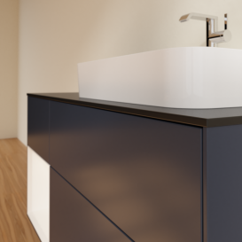 Тумба под раковину Villeroy & Boch Finion 120х50,1 см с подсветкой МДФ темно-синий матовый лак/стекло черное матовое F392MTHG