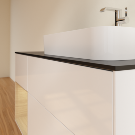 Тумба под раковину Villeroy & Boch Finion 120х50,1 см с подсветкой МДФ глянцевый белый лак/стекло черное матовое F392PCGF