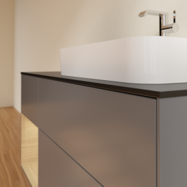 Тумба под раковину Villeroy & Boch Finion 120х50,1 см с подсветкой МДФ антрацит матовый лак/стекло черное матовое F392PCGK