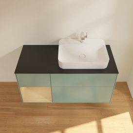 Тумба под раковину Villeroy & Boch Finion 120х50,1 см с подсветкой МДФ оливковый матовый лак/стекло черное матовое F392PCGM