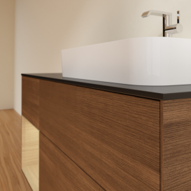 Тумба под раковину Villeroy & Boch Finion 120х50,1 см с подсветкой МДФ шпон грецкого ореха/стекло черное матовое F392PCGN