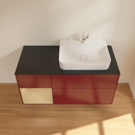 Тумба під раковину Villeroy & Boch Finion 120х50,1 см з підсвічуванням МДФ півонія матовий лак/скло чорне матове F392PCHB