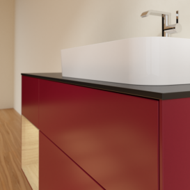 Тумба під раковину Villeroy & Boch Finion 120х50,1 см з підсвічуванням МДФ півонія матовий лак/скло чорне матове F392PCHB