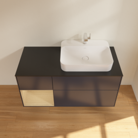 Тумба под раковину Villeroy & Boch Finion 120х50,1 см с подсветкой МДФ темно-синий матовый лак/стекло черное матовое F392PCHG