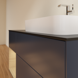 Тумба под раковину Villeroy & Boch Finion 120х50,1 см с подсветкой МДФ темно-синий матовый лак/стекло черное матовое F392PCHG