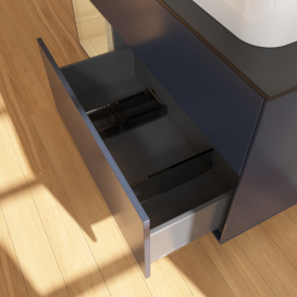 Тумба под раковину Villeroy & Boch Finion 120х50,1 см с подсветкой МДФ темно-синий матовый лак/стекло черное матовое F392PCHG