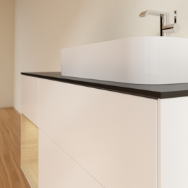 Тумба під раковину Villeroy & Boch Finion 120х50,1 см із підсвічуванням МДФ білий матовий лак/скло чорне матове F392PCMT